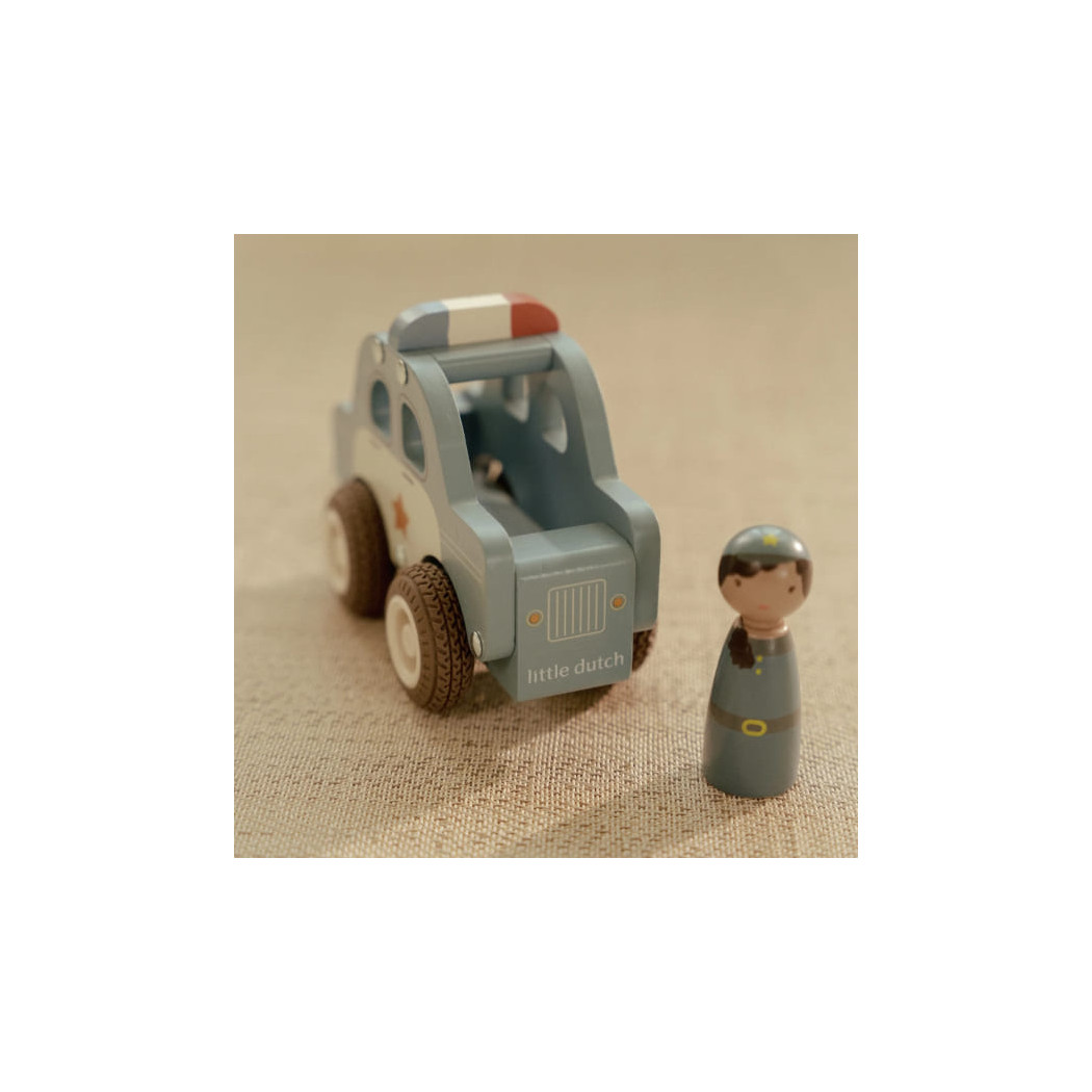 Samochód Policyjny - Drewniane Auto Wóz Policyjny z Wyjmowanym Ludzikiem - Little Dutch