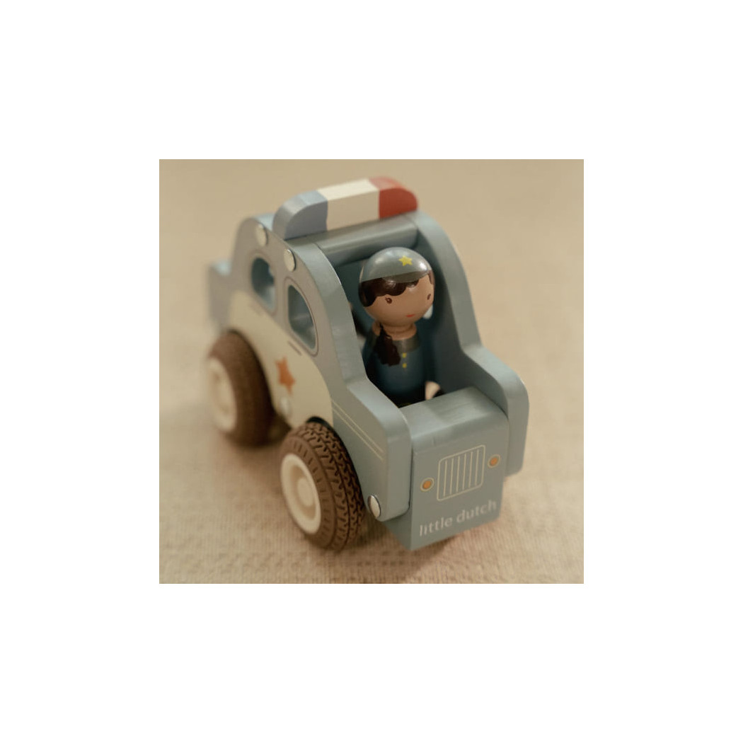 Samochód Policyjny - Drewniane Auto Wóz Policyjny z Wyjmowanym Ludzikiem - Little Dutch