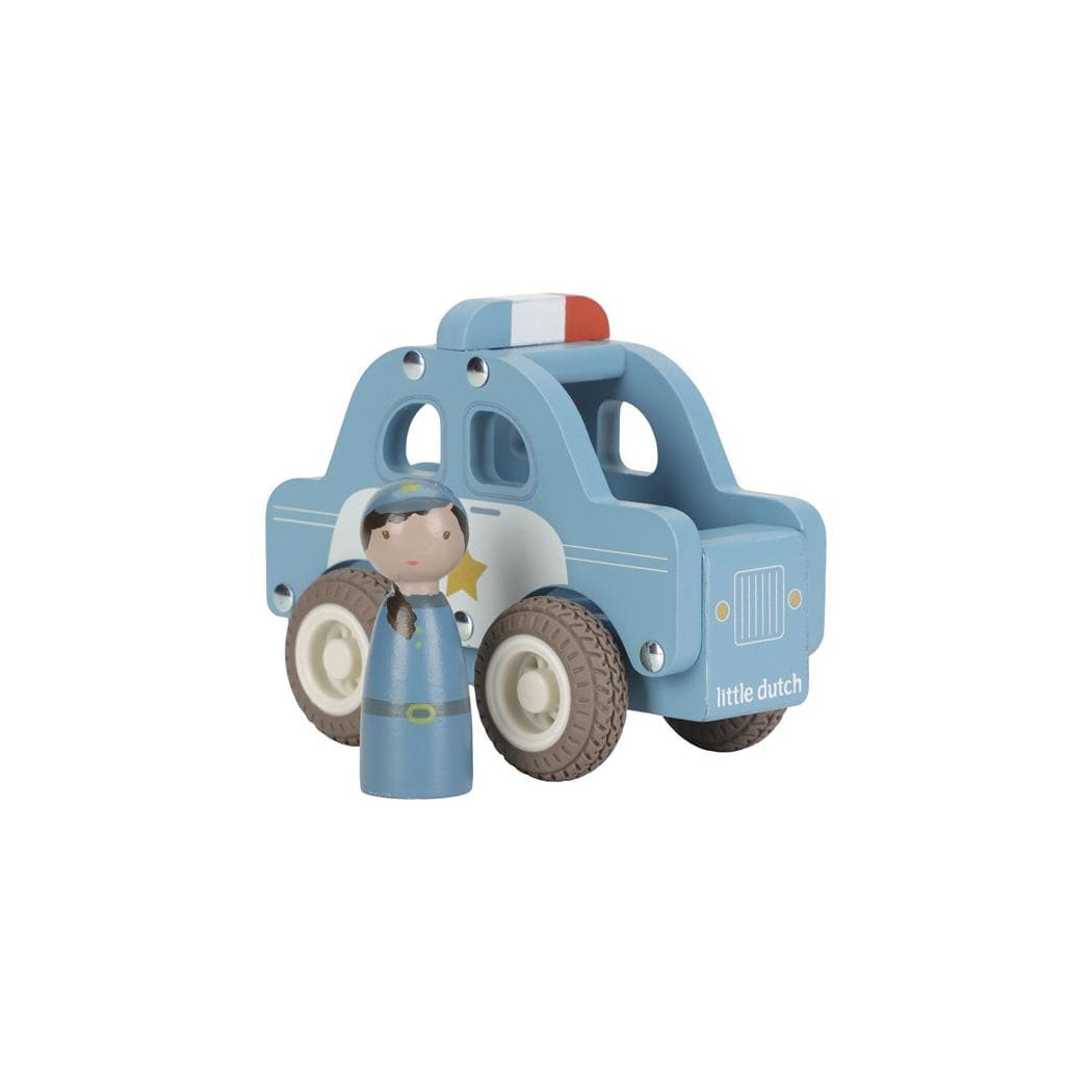 Samochód Policyjny - Drewniane Auto Wóz Policyjny z Wyjmowanym Ludzikiem - Little Dutch