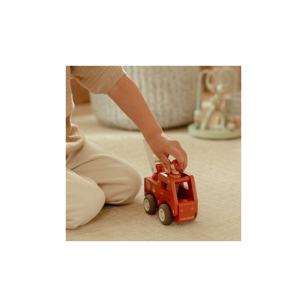 Straż Pożarna - Drewniane Auto Straż Pożarna z Wyjmowanym Ludzikiem - Little Dutch