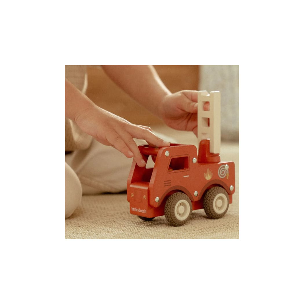 Straż Pożarna - Drewniane Auto Straż Pożarna z Wyjmowanym Ludzikiem - Little Dutch