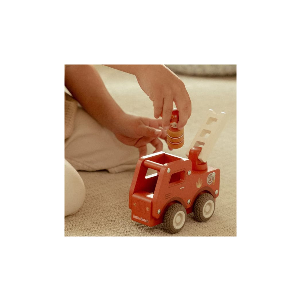 Straż Pożarna - Drewniane Auto Straż Pożarna z Wyjmowanym Ludzikiem - Little Dutch