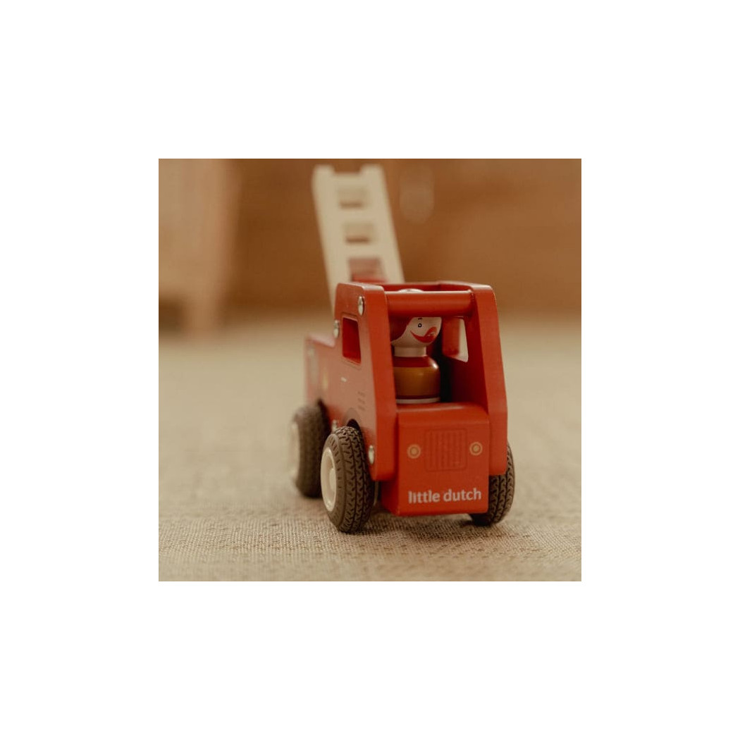 Straż Pożarna - Drewniane Auto Straż Pożarna z Wyjmowanym Ludzikiem - Little Dutch