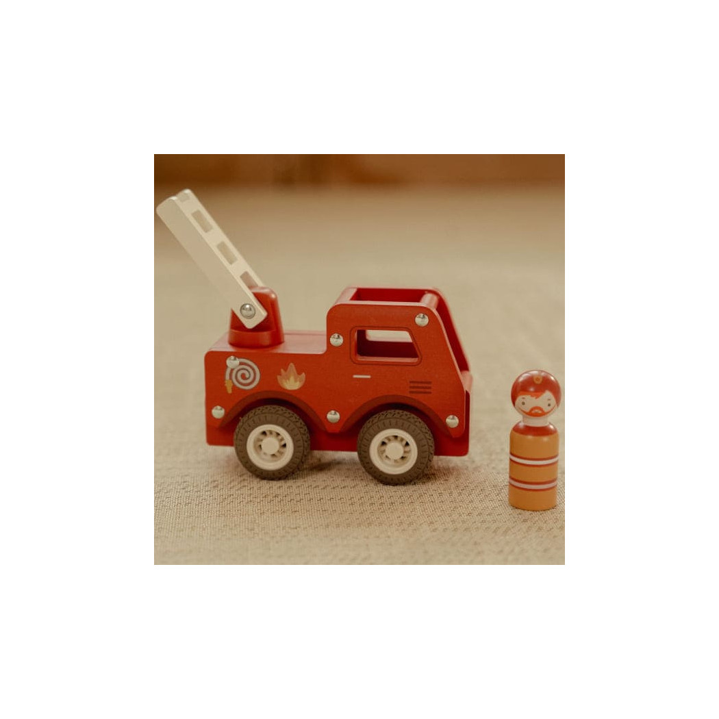 Straż Pożarna - Drewniane Auto Straż Pożarna z Wyjmowanym Ludzikiem - Little Dutch