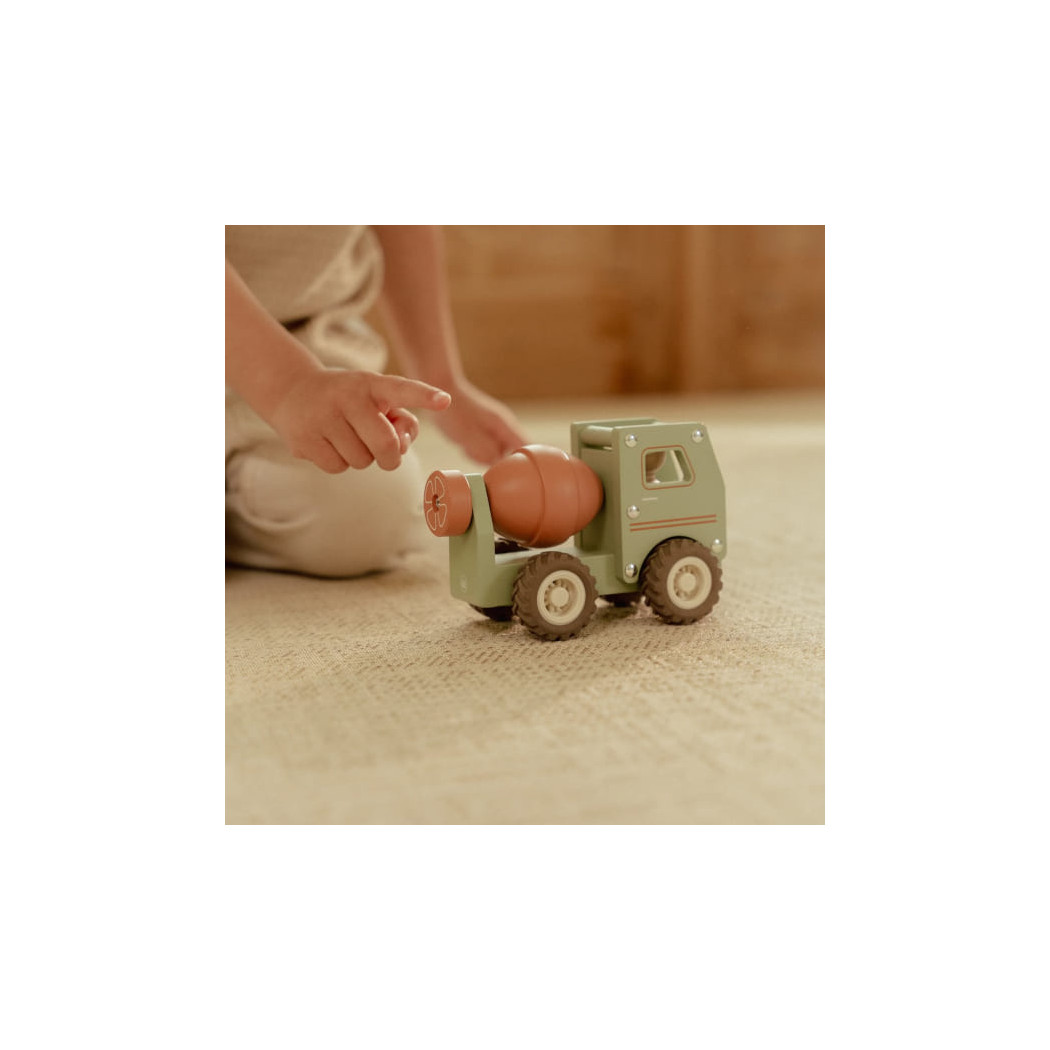 Betoniarka - Drewniane Auto Betoniarka z Wyjmowanym Ludzikiem - Little Dutch