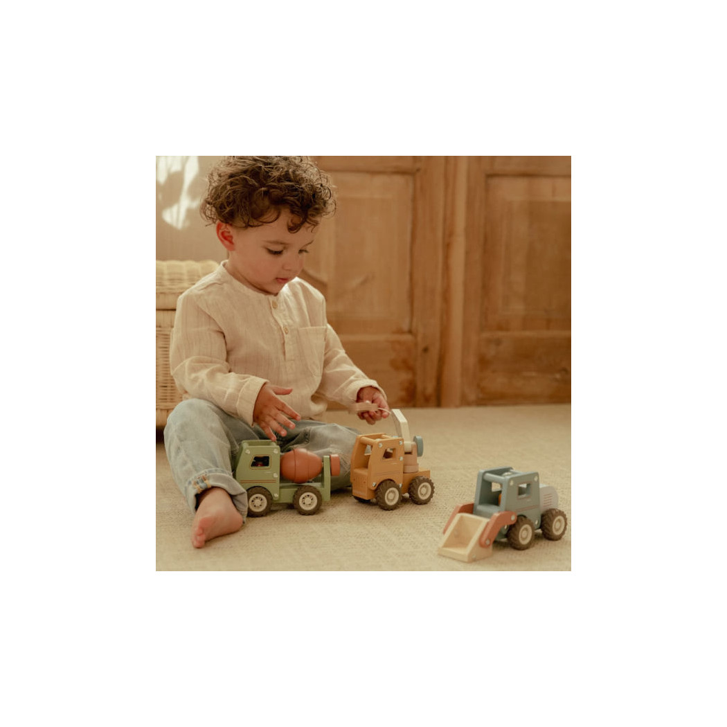 Koparka - Drewniane Auto Koparka z Wyjmowanym Ludzikiem - Little Dutch