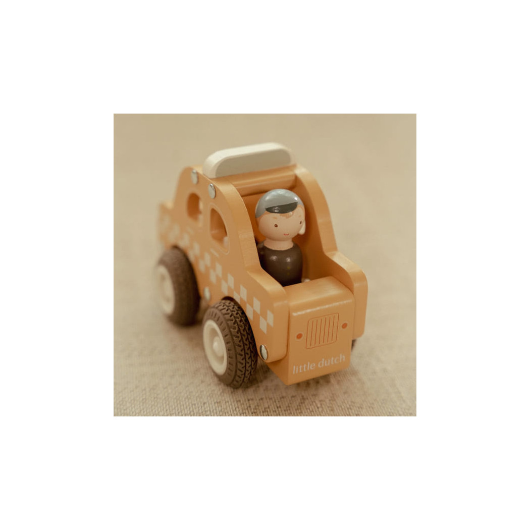 Taksówka - Drewniane Autko Taksówka z Wyjmowanym Ludzikiem - Little Dutch