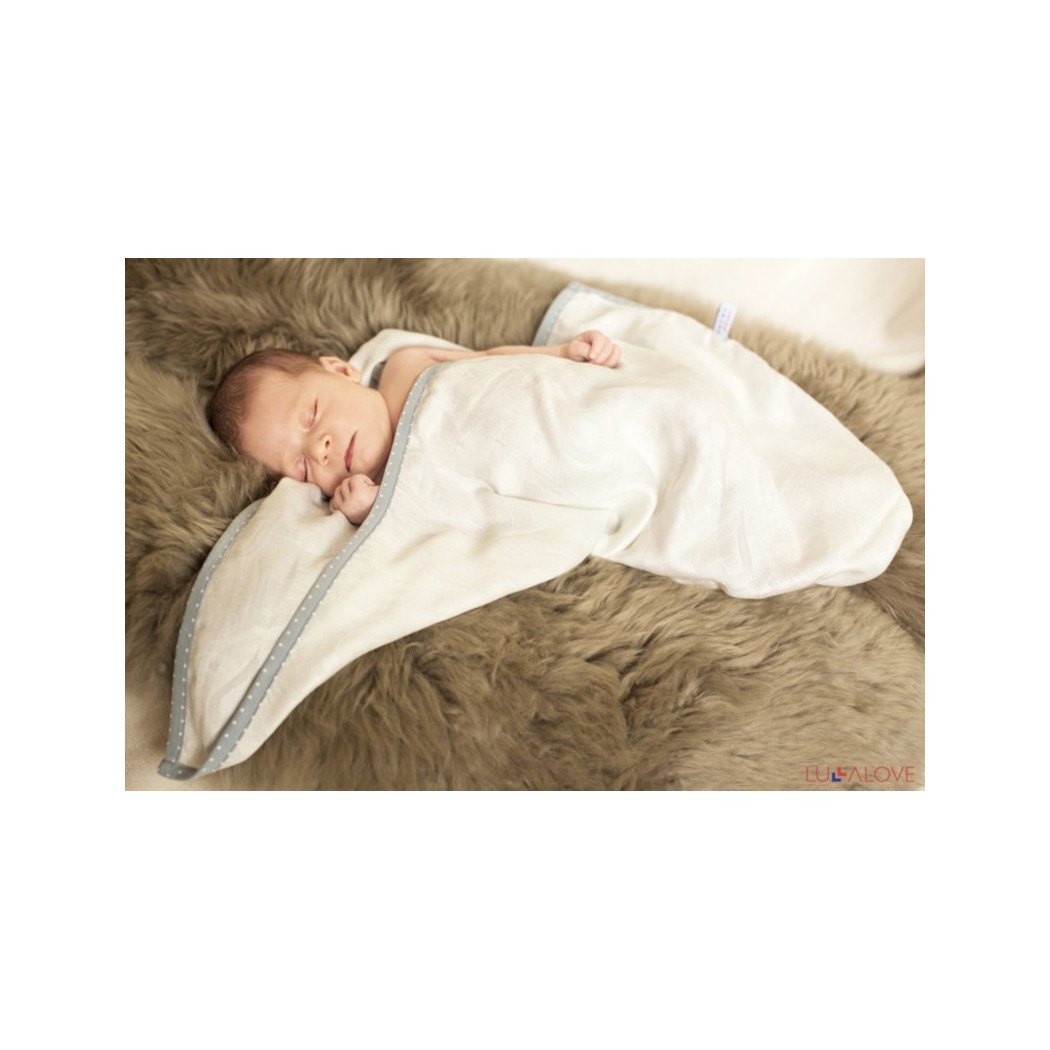 SupeRRO newborn ecru - beżowy kocyk/otulacz bambusowy 70x70 - LullaLove