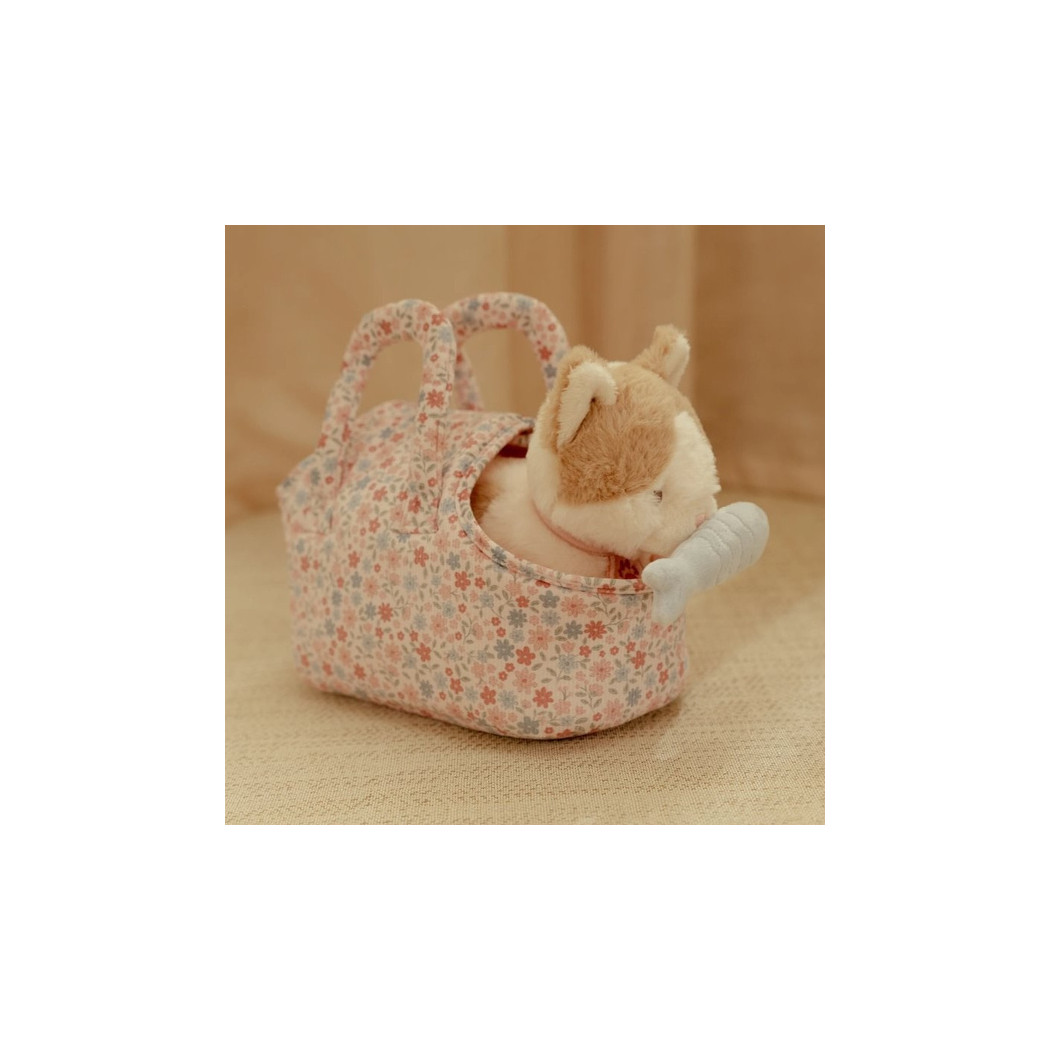 Kot Marley w Torebce z Kwiatowym Nadrukiem - Maskotka Przytulanka z Akcesoriami do Zabawy - Little Dutch