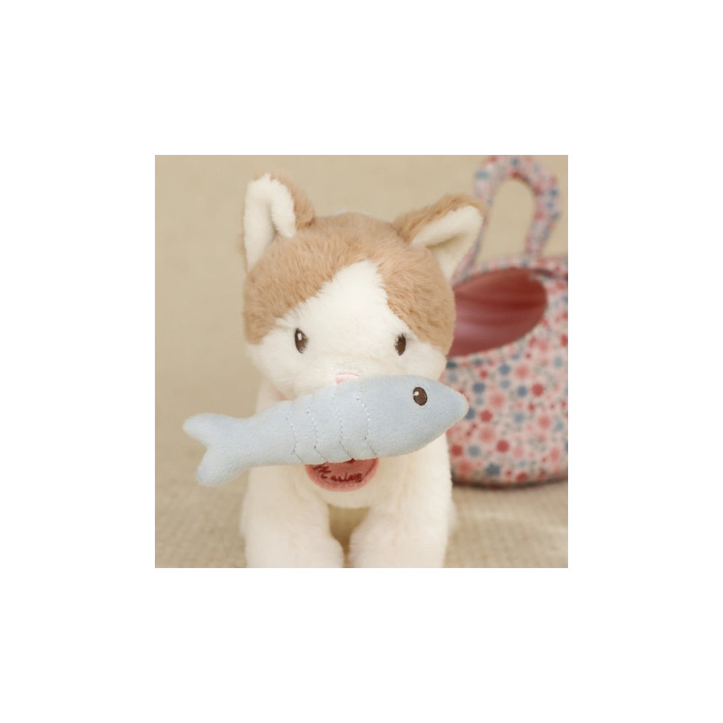 Kot Marley w Torebce z Kwiatowym Nadrukiem - Maskotka Przytulanka z Akcesoriami do Zabawy - Little Dutch