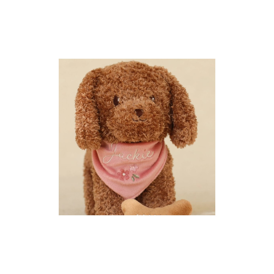 Pies Jackie w Torebce z Kwiatowym Nadrukiem - Maskotka Przytulanka z Akcesoriami do Zabawy - Little Dutch