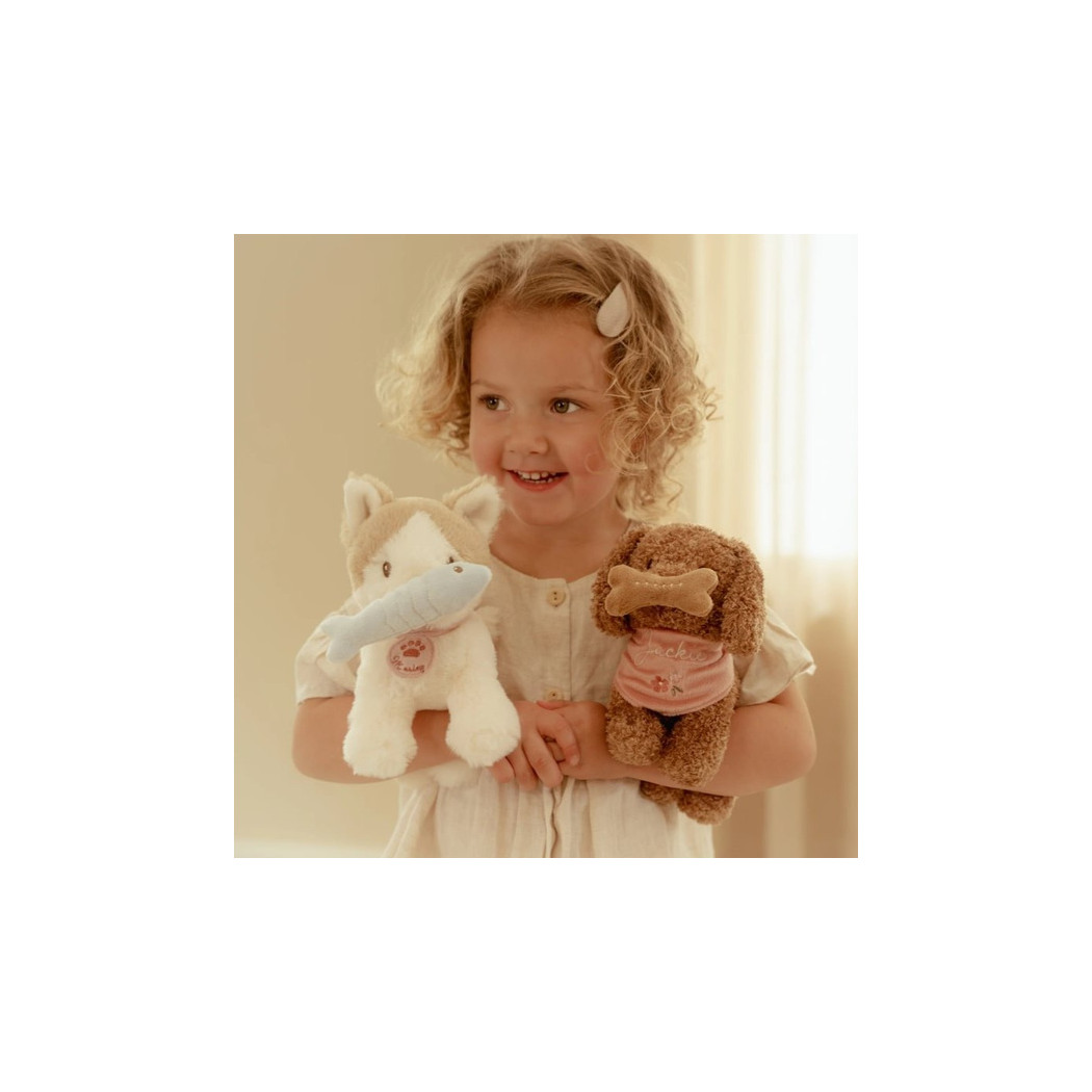 Pies Jackie w Torebce z Kwiatowym Nadrukiem - Maskotka Przytulanka z Akcesoriami do Zabawy - Little Dutch