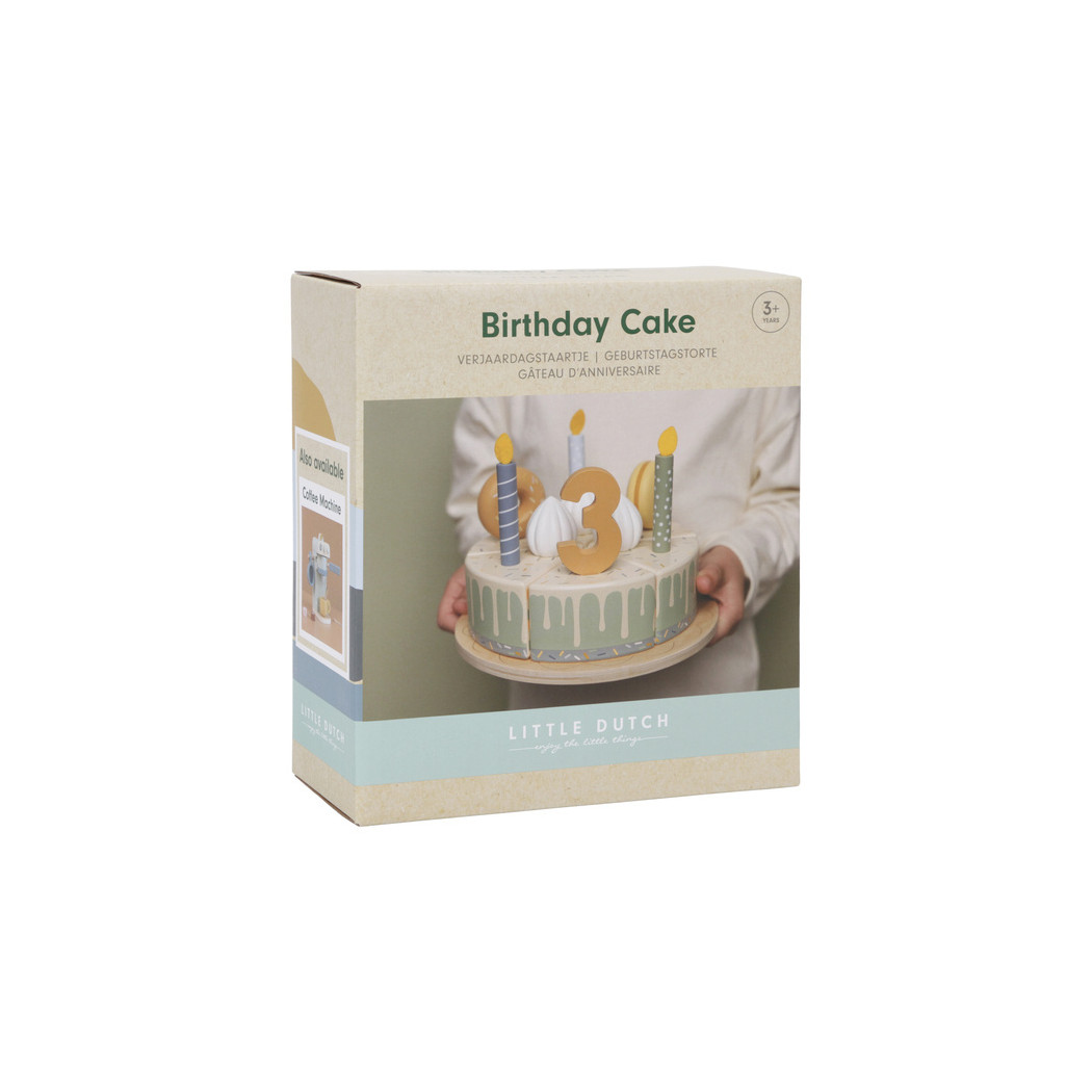 Błękitny Torcik Urodzinowy - Drewniana Zabawka Tort na Rzepy - Little Dutch