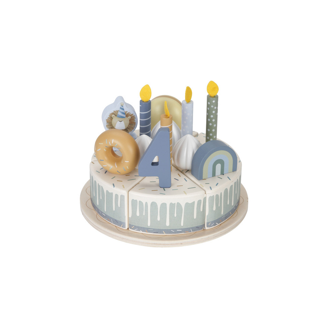 Błękitny Torcik Urodzinowy - Drewniana Zabawka Tort na Rzepy - Little Dutch