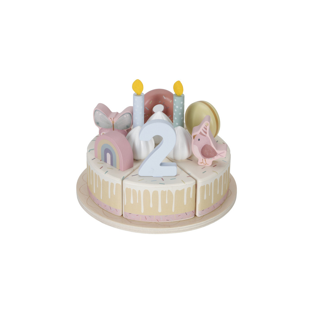 Różowy Torcik Urodzinowy - Drewniana Zabawka Tort na Rzepy - Little Dutch