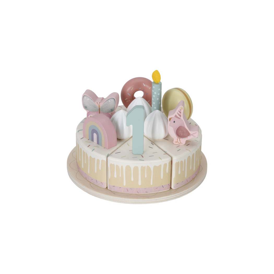 Różowy Torcik Urodzinowy - Drewniana Zabawka Tort na Rzepy - Little Dutch