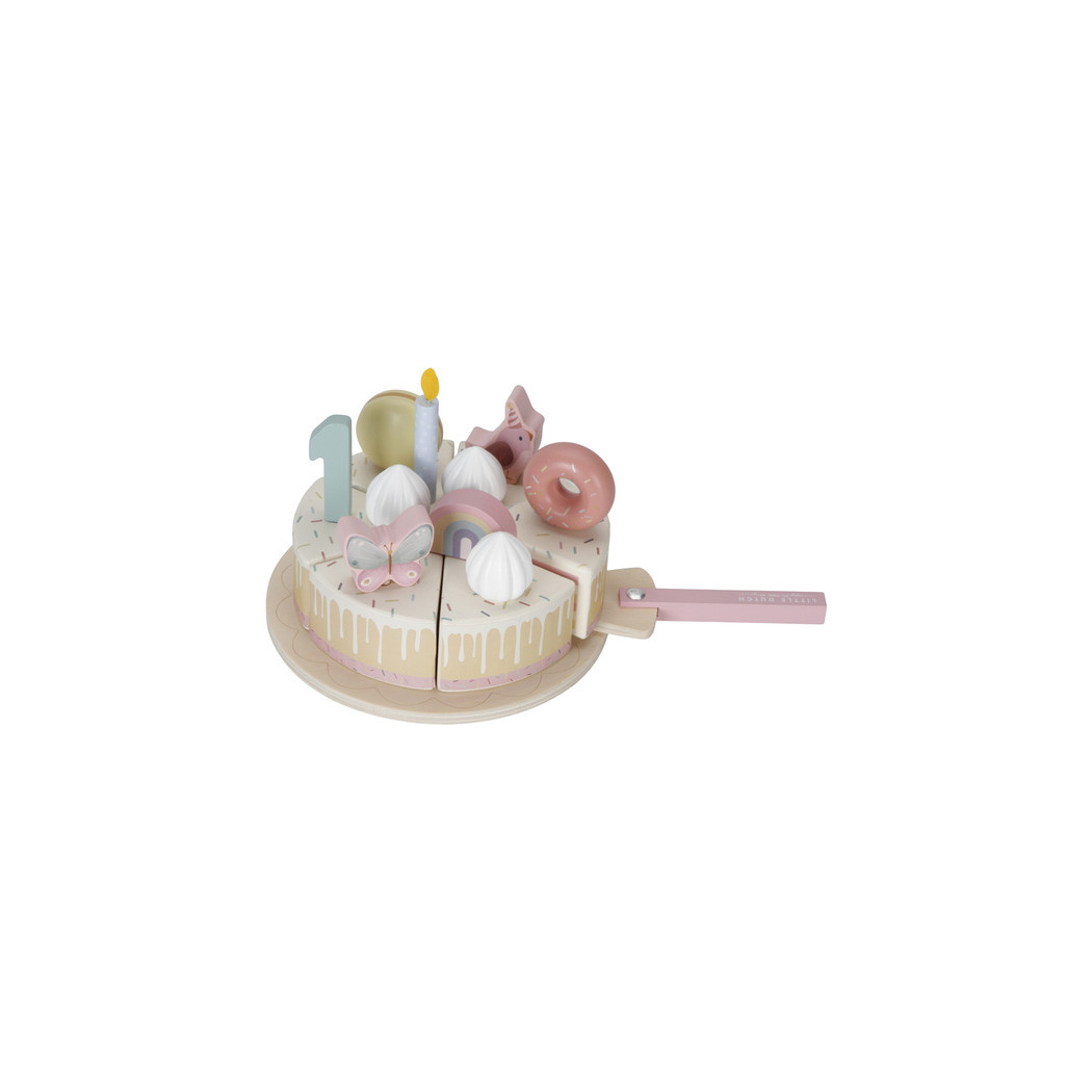 Różowy Torcik Urodzinowy - Drewniana Zabawka Tort na Rzepy - Little Dutch