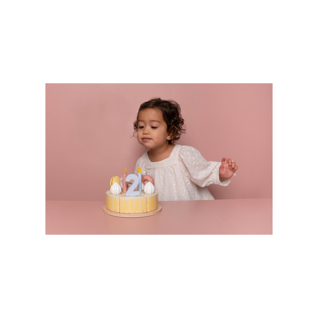 Różowy Torcik Urodzinowy - Drewniana Zabawka Tort na Rzepy - Little Dutch