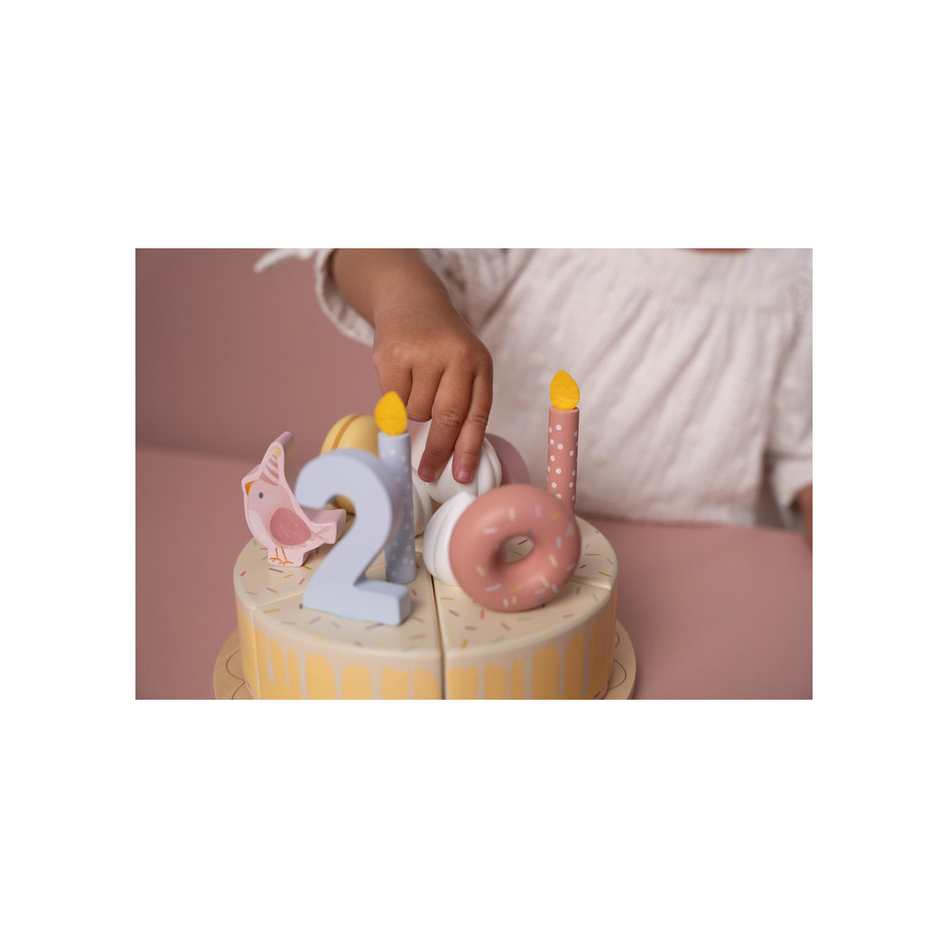 Różowy Torcik Urodzinowy - Drewniana Zabawka Tort na Rzepy - Little Dutch