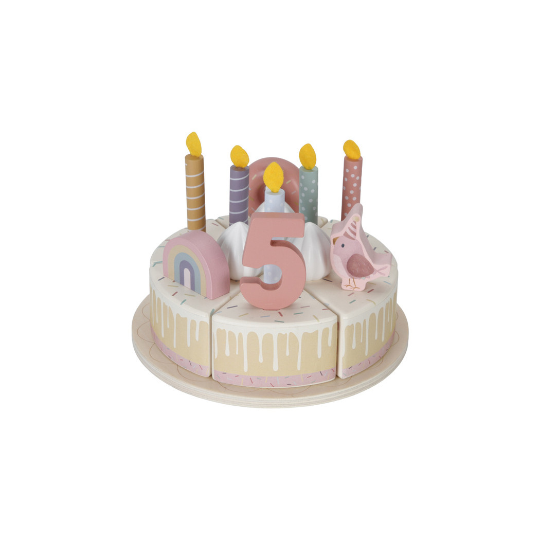 Różowy Torcik Urodzinowy - Drewniana Zabawka Tort na Rzepy - Little Dutch