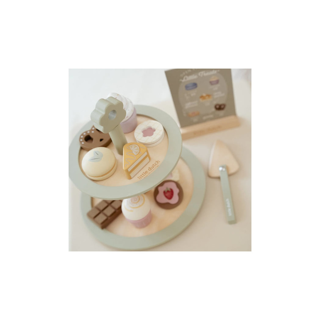 Patera z Ciasteczkami - Piętrowa Drewniana Taca na Słodkości - Little Dutch