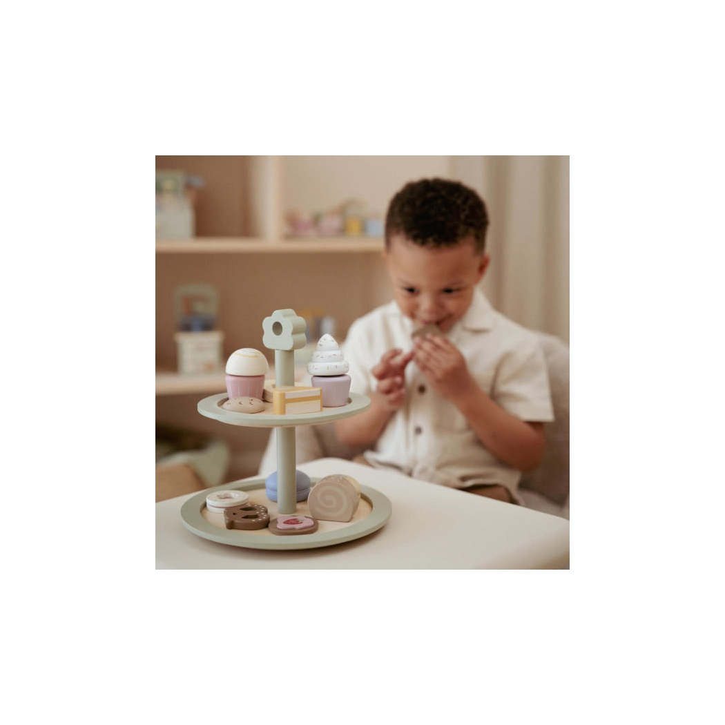 Patera z Ciasteczkami - Piętrowa Drewniana Taca na Słodkości - Little Dutch