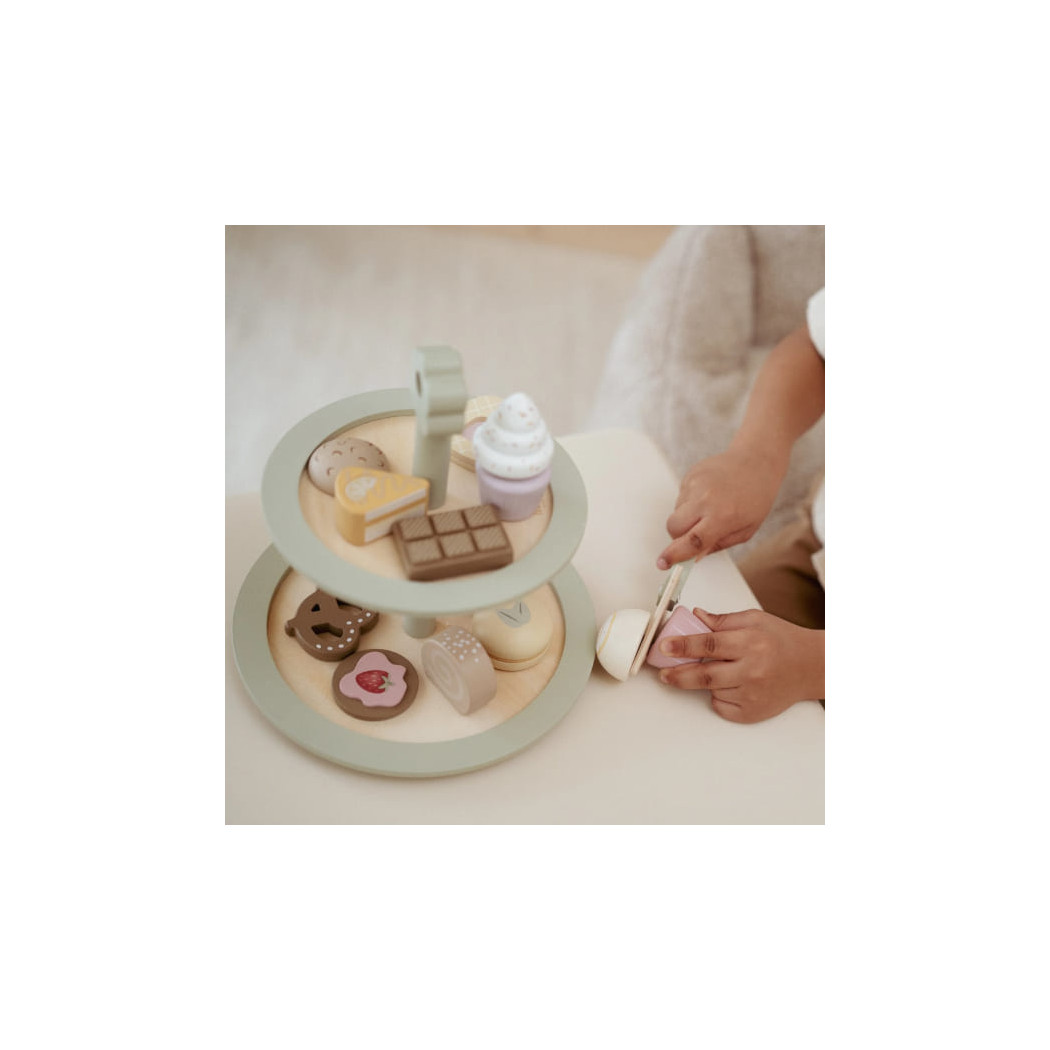 Patera z Ciasteczkami - Piętrowa Drewniana Taca na Słodkości - Little Dutch