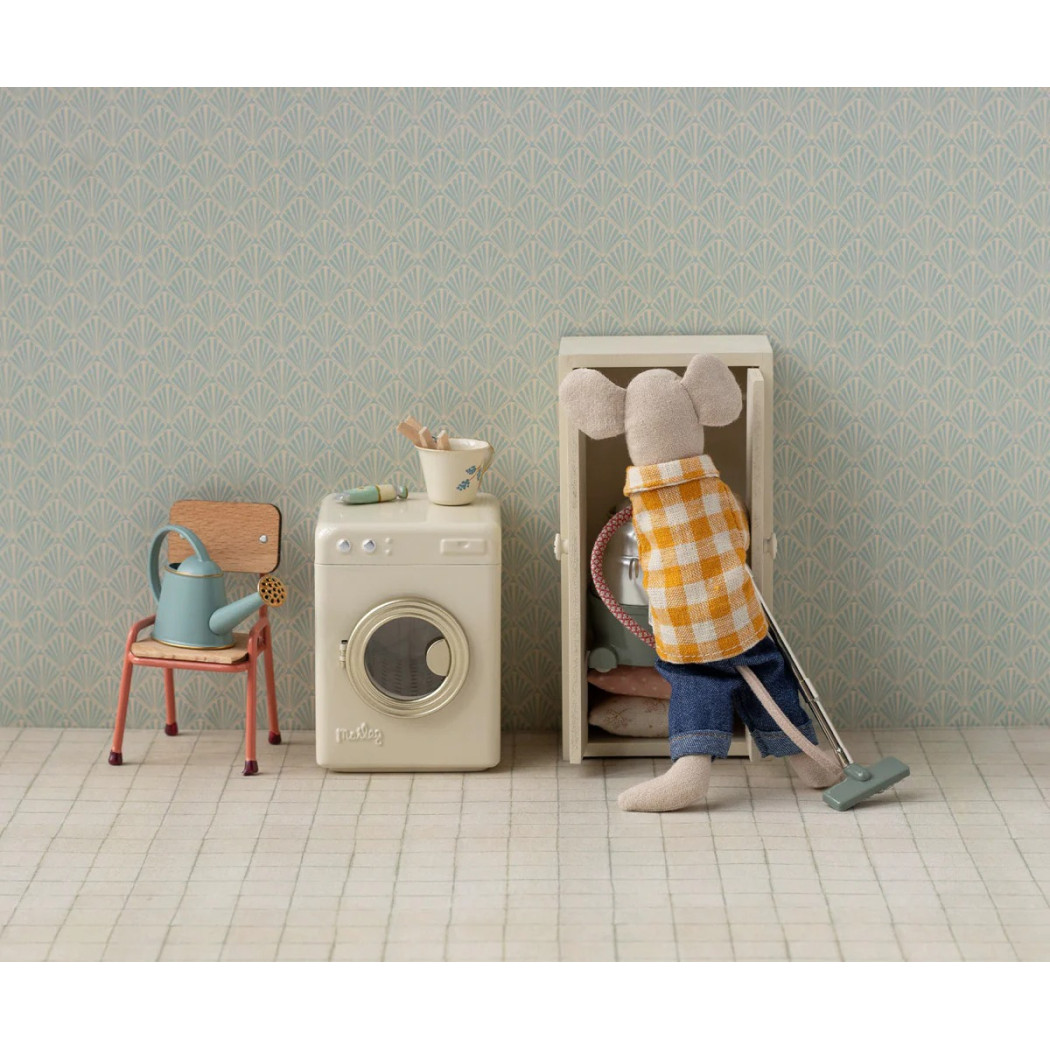 Metalowa Pralka dla Myszek z Otwieranymi Drzwiczkami - Złamana Biel - Maileg