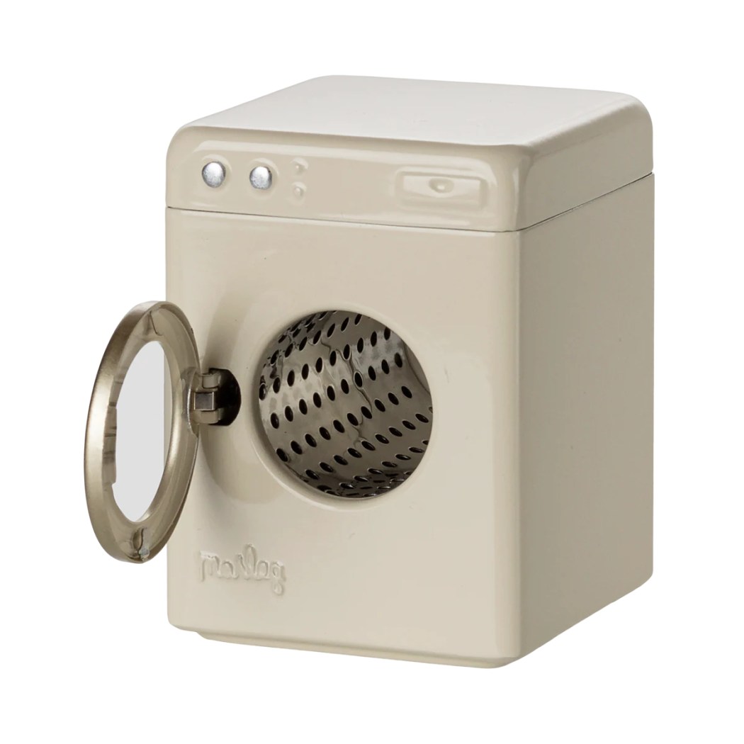 Metalowa Pralka dla Myszek z Otwieranymi Drzwiczkami - Złamana Biel - Maileg