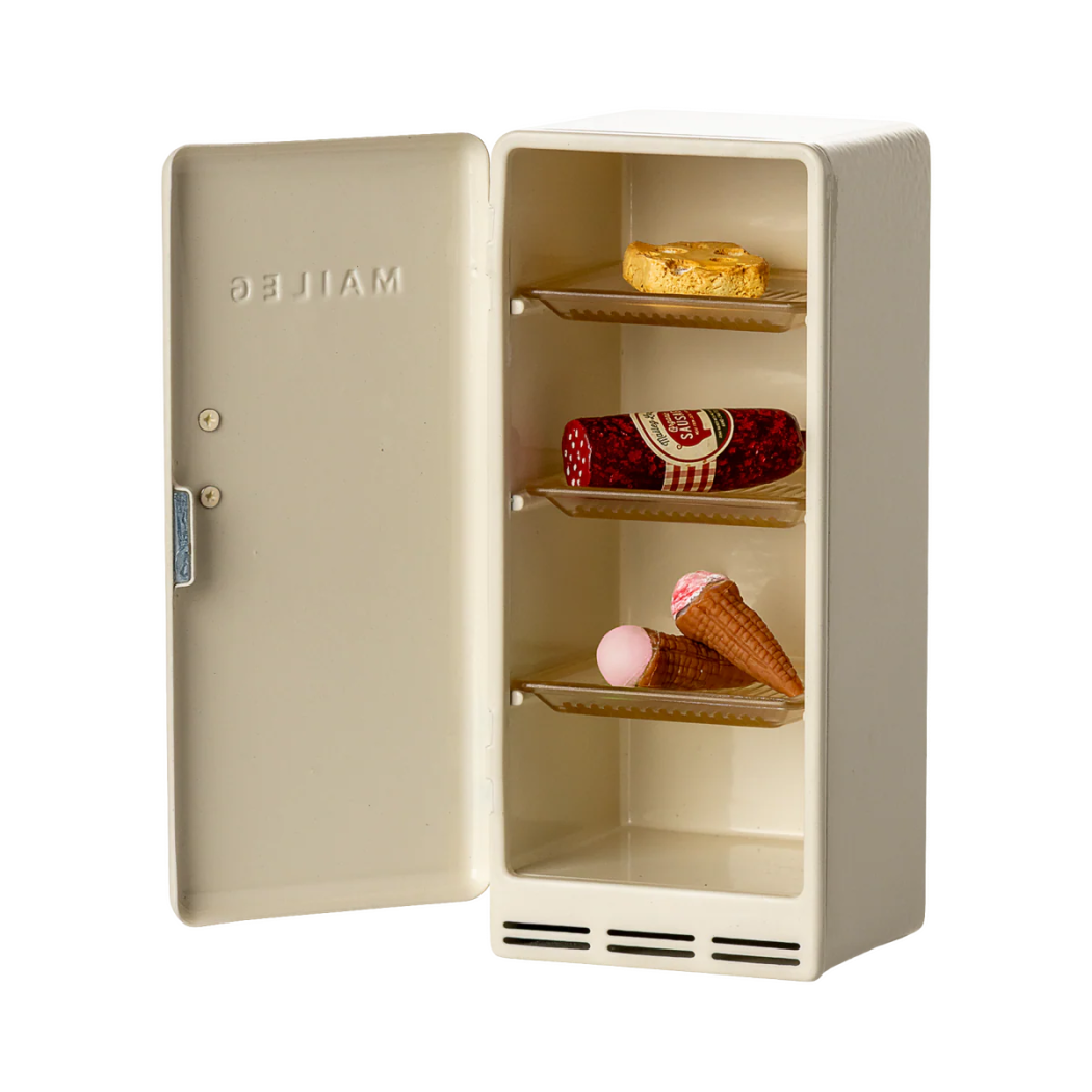 Metalowa Lodówka dla Myszek ze Smakołykami - Złamana Biel - Maileg