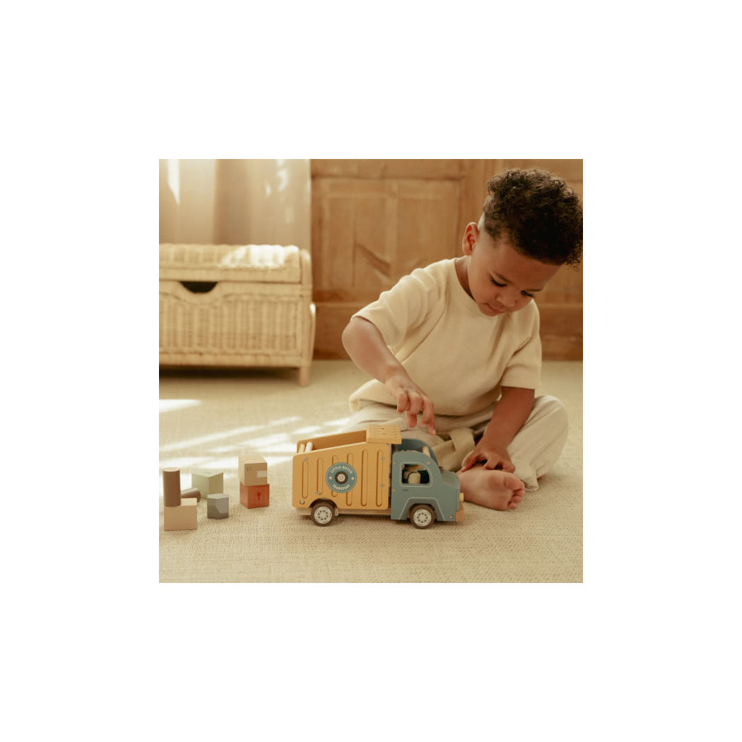 Wywrotka - Drewniana Ciężarówka z Ruchomą Skrzynią i Otwieraną Klapą - Little Dutch