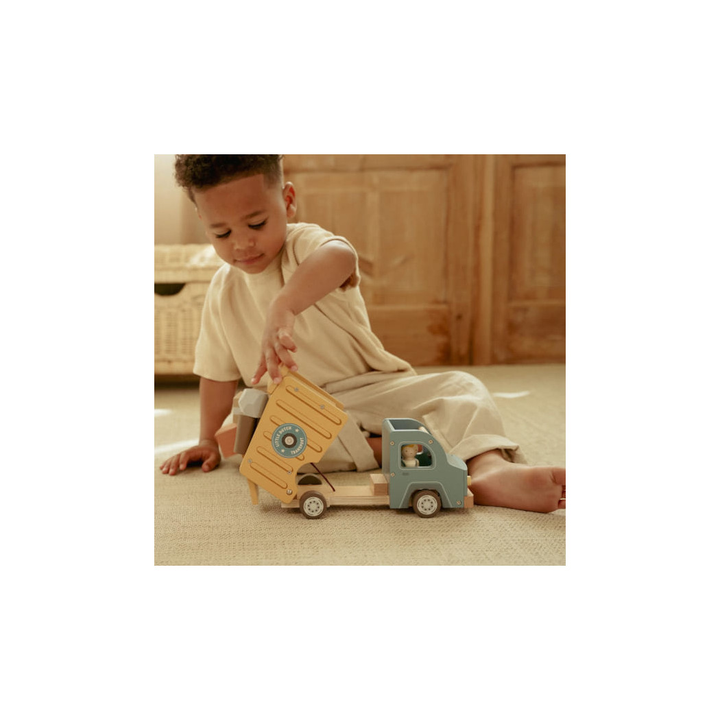 Wywrotka - Drewniana Ciężarówka z Ruchomą Skrzynią i Otwieraną Klapą - Little Dutch
