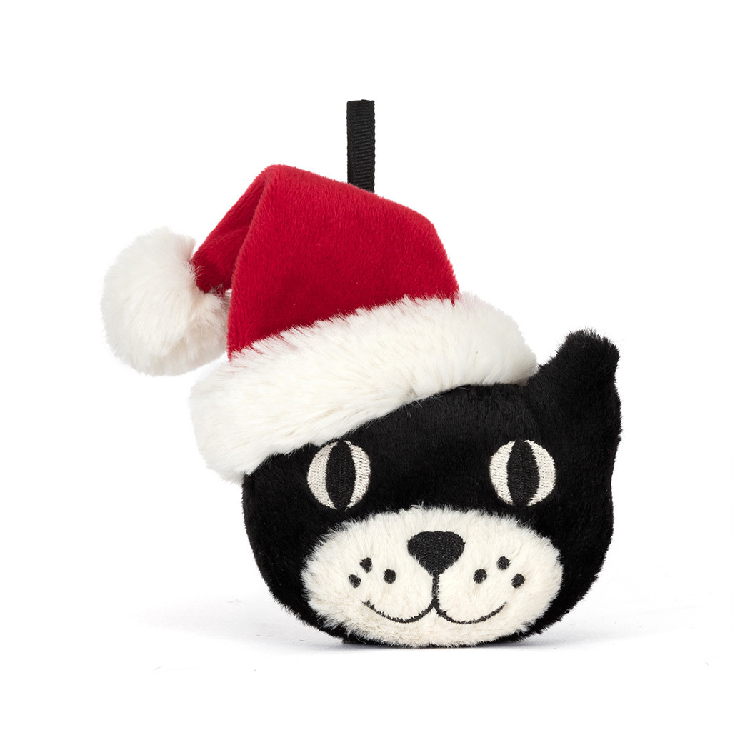 Zawieszka Kot Jellycat Jack w Czapce Świętego Mikołaja - 7 cm - Pluszowa Ozdoba Maskotka Bombka - JellyCat