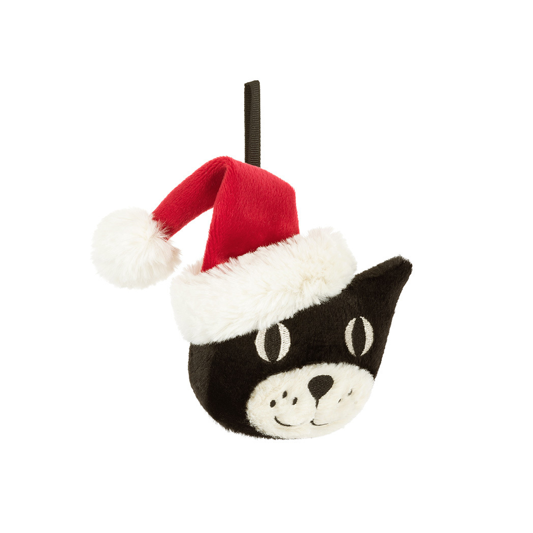 Zawieszka Kot Jellycat Jack w Czapce Świętego Mikołaja - 7 cm - Pluszowa Ozdoba Maskotka Bombka - JellyCat