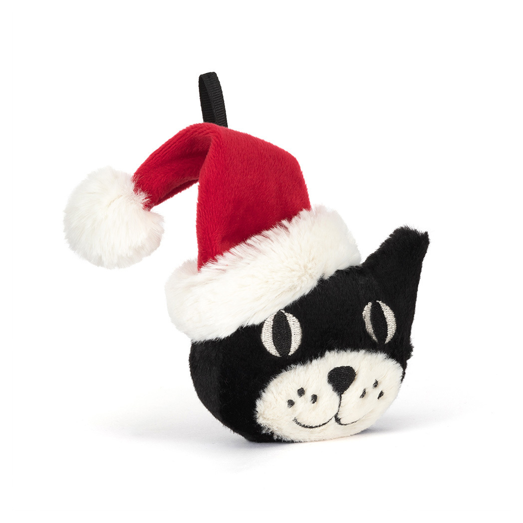 Zawieszka Kot Jellycat Jack w Czapce Świętego Mikołaja - 7 cm - Pluszowa Ozdoba Maskotka Bombka - JellyCat