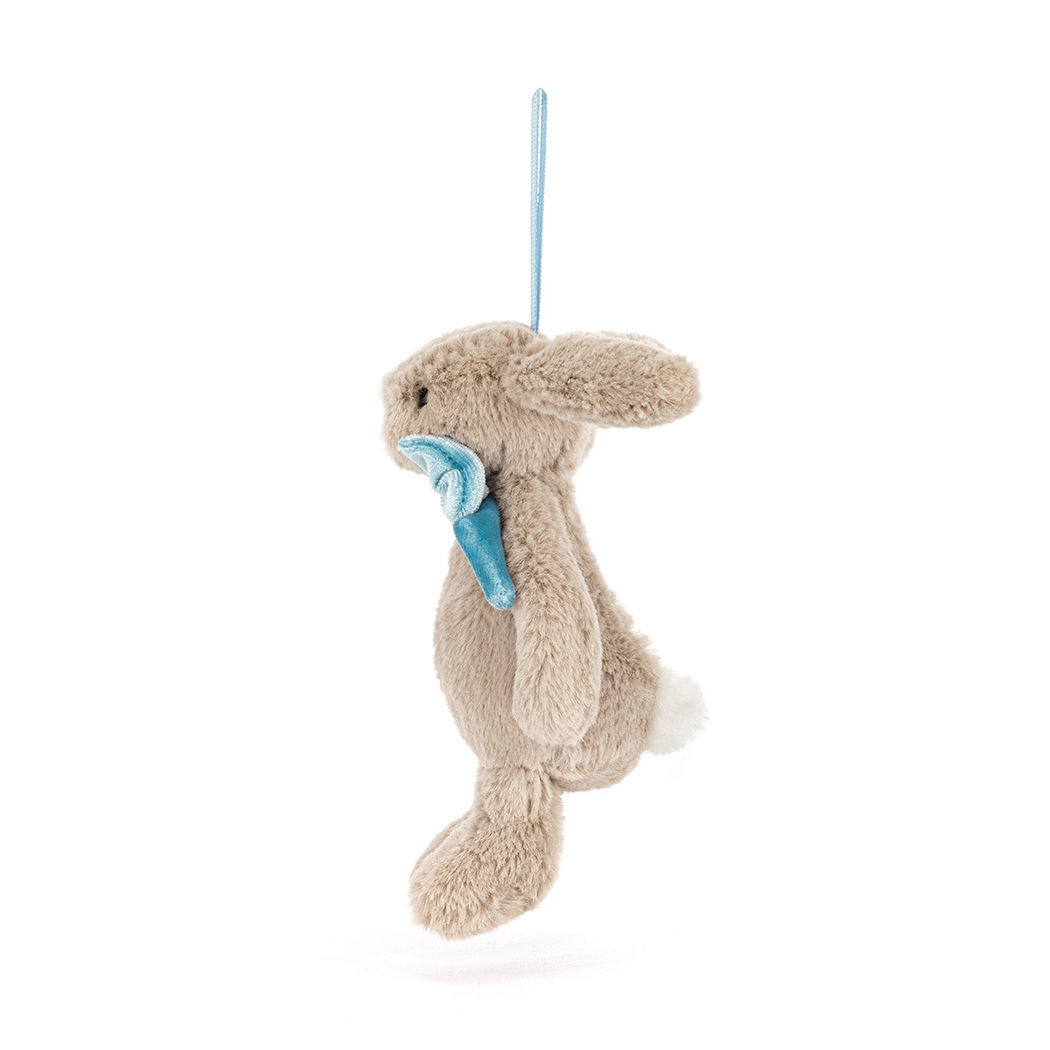 Beżowy Króliczek z Muszką - Zawieszka 13 cm - Pluszowa Maskotka Bombka - JellyCat