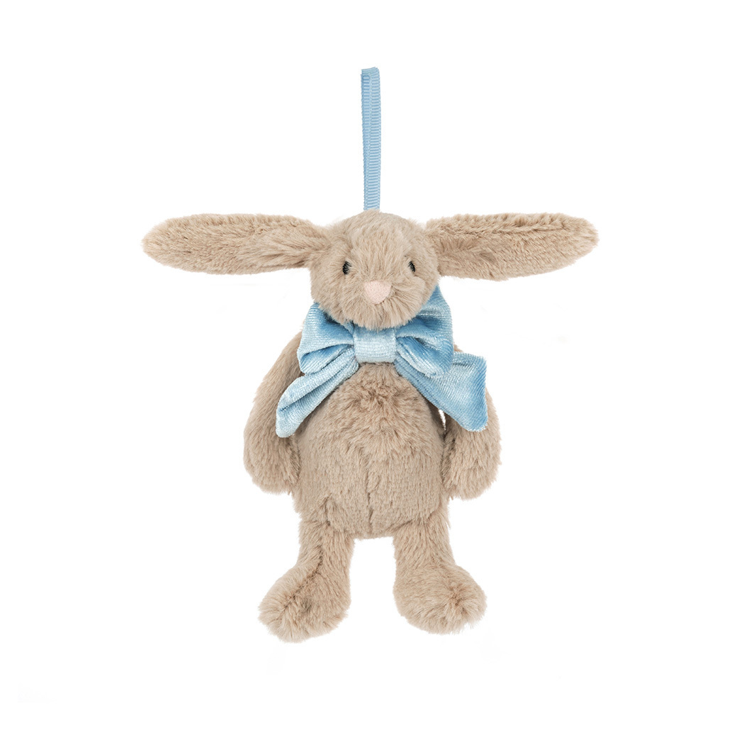 Beżowy Króliczek z Muszką - Zawieszka 13 cm - Pluszowa Maskotka Bombka - JellyCat