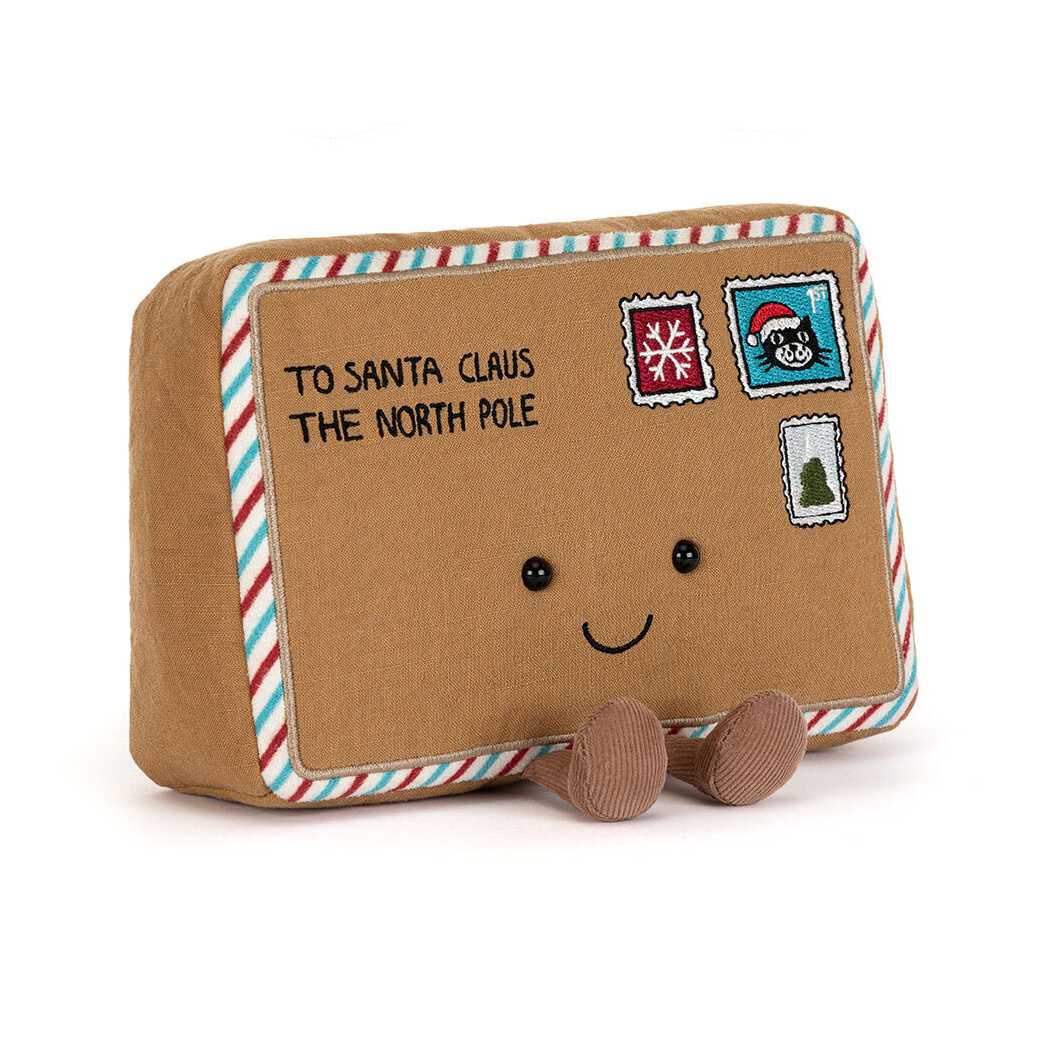 List do Świętego Mikołaja z Kieszenią na Przesyłkę - 23 cm - Pomocnik Świętego Mikołaja - Maskotka Przytulanka - JellyCat