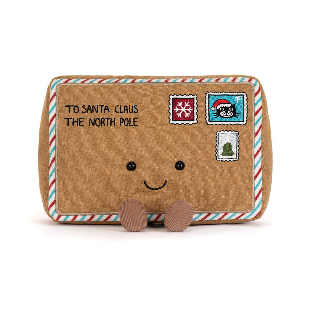 List do Świętego Mikołaja z Kieszenią na Przesyłkę - 23 cm - Pomocnik Świętego Mikołaja - Maskotka Przytulanka - JellyCat