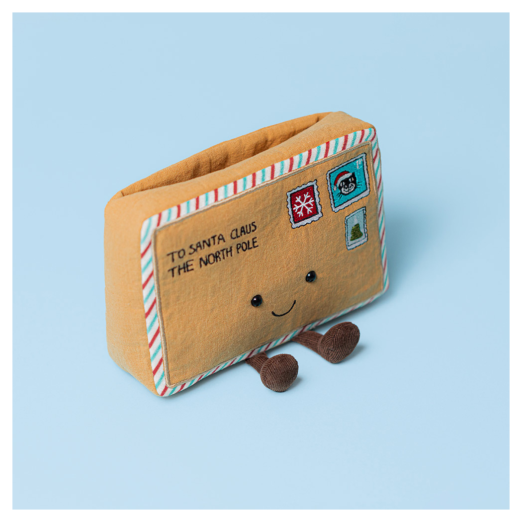 List do Świętego Mikołaja z Kieszenią na Przesyłkę - 23 cm - Pomocnik Świętego Mikołaja - Maskotka Przytulanka - JellyCat