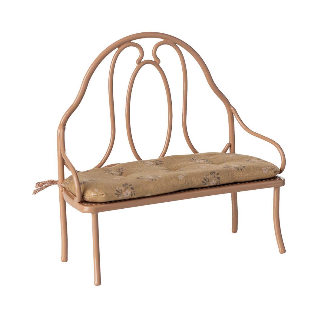 Duża Ławka dla Myszek Vintage z Poduchą - 19 cm - rozmiar Mini - Pudrowy Róż - Maileg