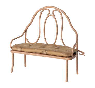 WYPRZEDAŻ Duża Ławka dla Myszek Vintage z Poduchą - 19 cm - rozmiar Mini - Pudrowy Róż - Maileg