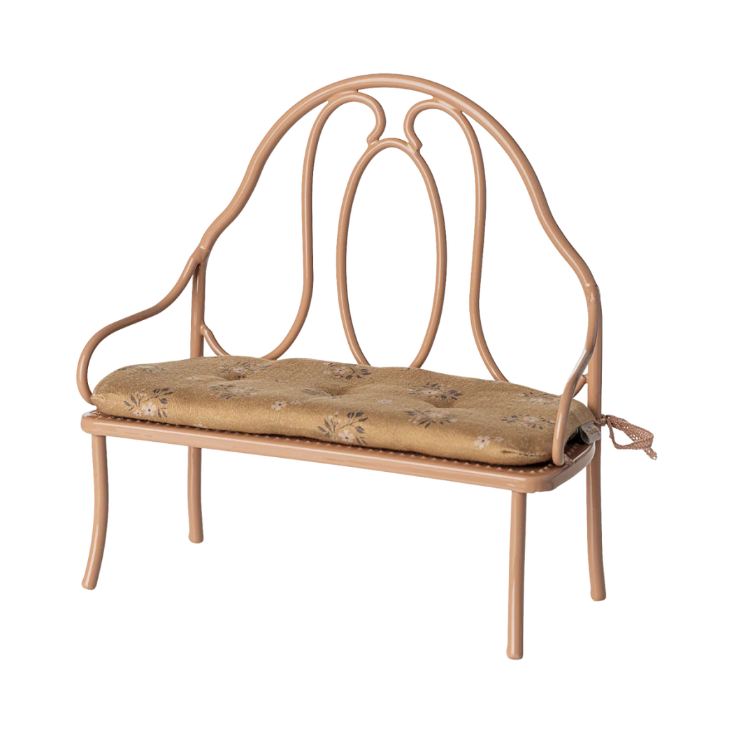 Duża Ławka dla Myszek Vintage z Poduchą - 19 cm - rozmiar Mini - Pudrowy Róż - Maileg