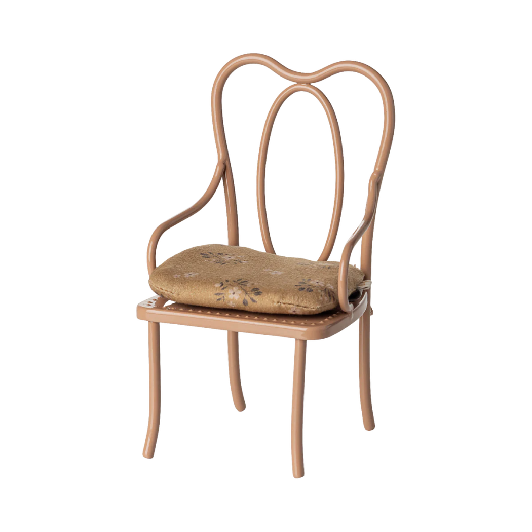 Duże Krzesło dla Myszek Vintage z Poduchą - 16 cm - rozmiar Mini - Pudrowy Róż - Maileg