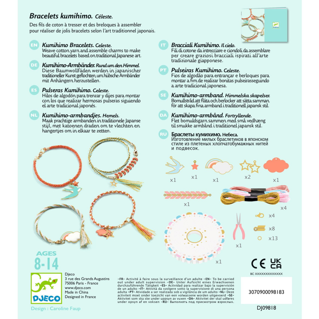 Celeste - Zestaw Do Tworzenia Bransoletek Japońską Metodą Kumihimo - Zrób to Sam DIY - Djeco