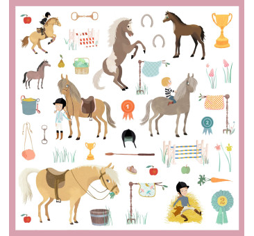 Konie Stadnina Zawody - Zestaw Naklejek 160 sztuk ze Świata Amazonek - Equestrian - Djeco