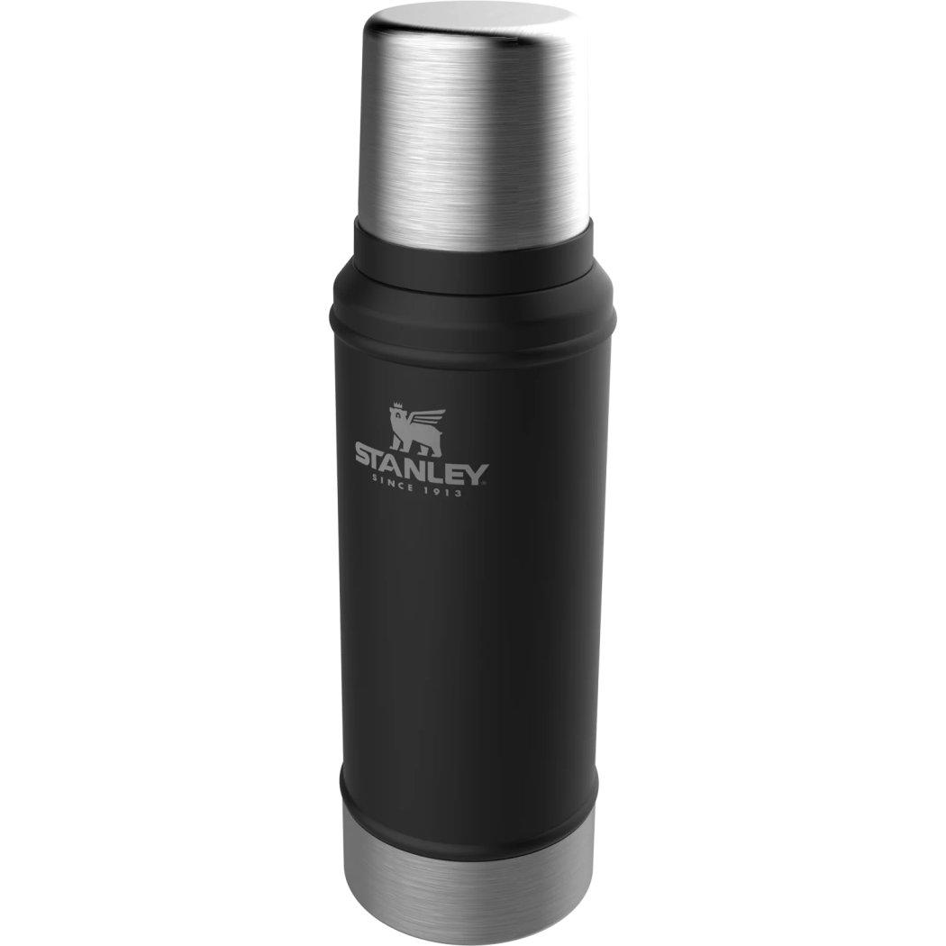 Black Matte 0.75L - Termos na Napoje - Legendary Classic - Butelka Termiczna z Zakrętką-Kubkiem - Stanley