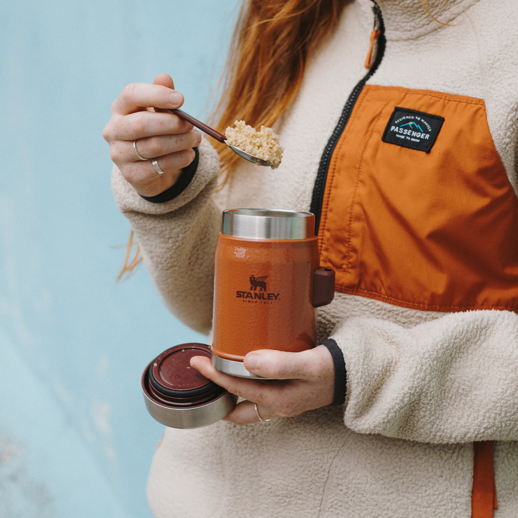 Hammertone Clay - Ceglasty Termos 0.4L - Termos Obiadowy z Łyżkowidelcem Spork - Stanley