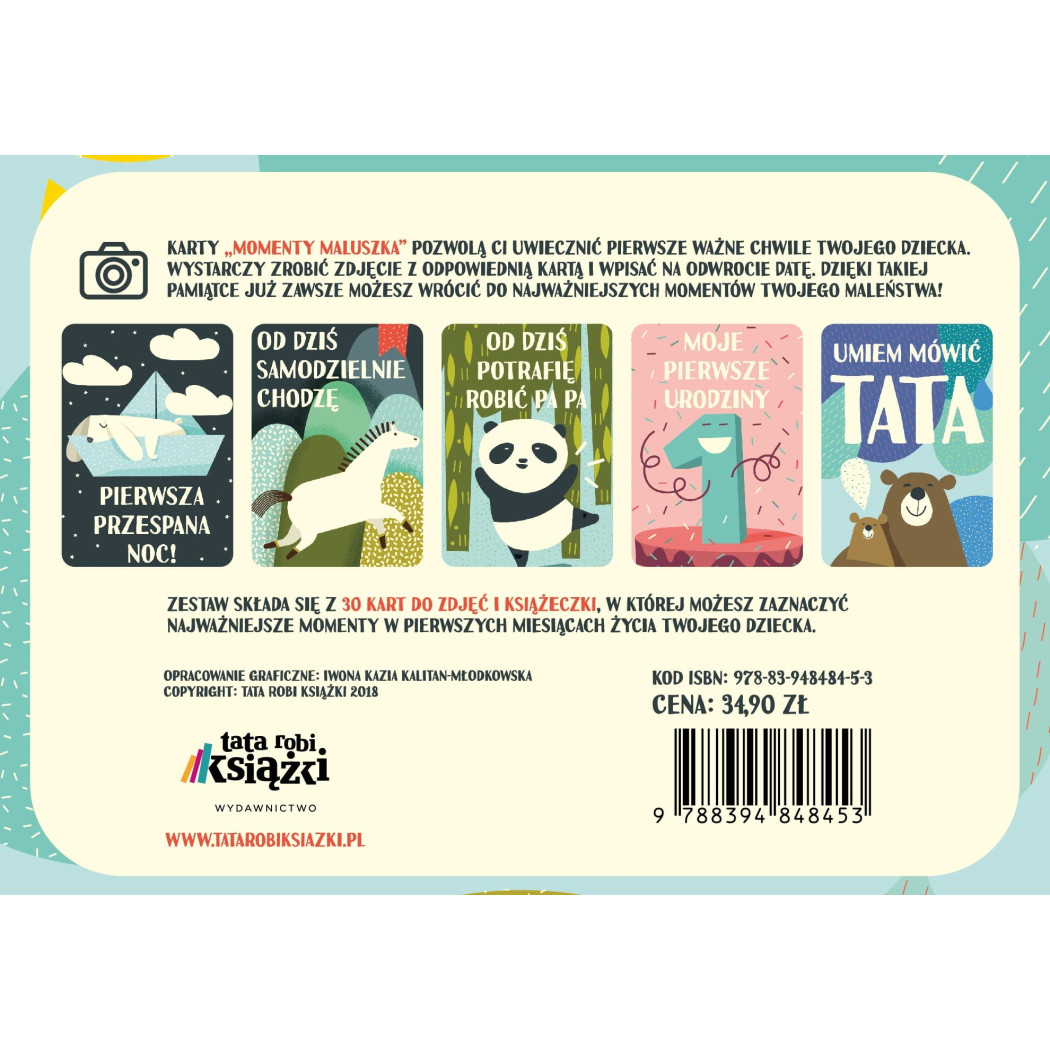 Momenty Maluszka - 30 Wspomnień - Karty do Zdjęć na Pamiątkę Pierwszego Roku Życia - Tata Robi Książki