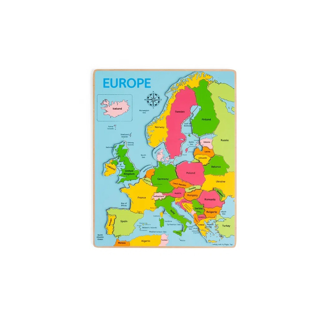 Mapa Europy - Drewniane Puzzle dla Dzieci 30 x 38 cm - Zabawka Edukacyjna - BigJigs Toys
